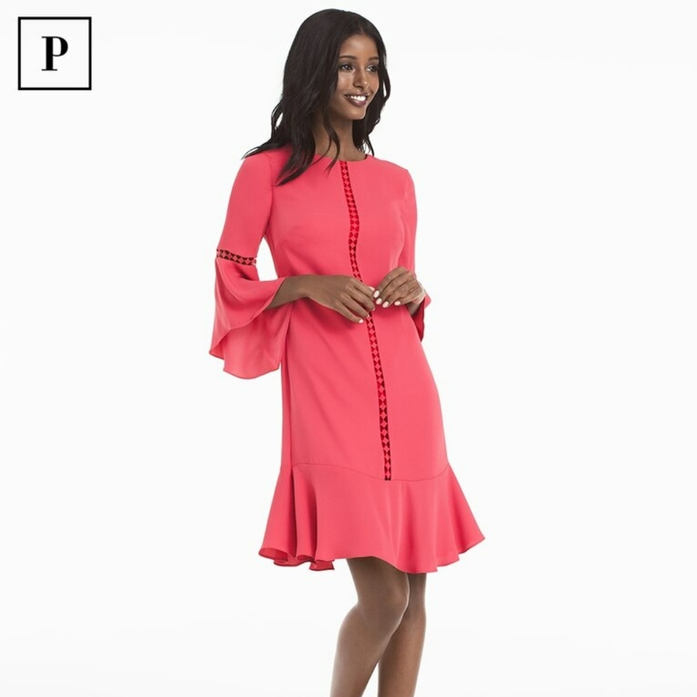 White House Black Market Bell- Sleeve Shift Dress